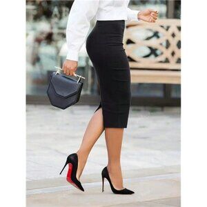 Elegant Commuting Solid Color High Waist Slim Fitted Pencil Skirt
